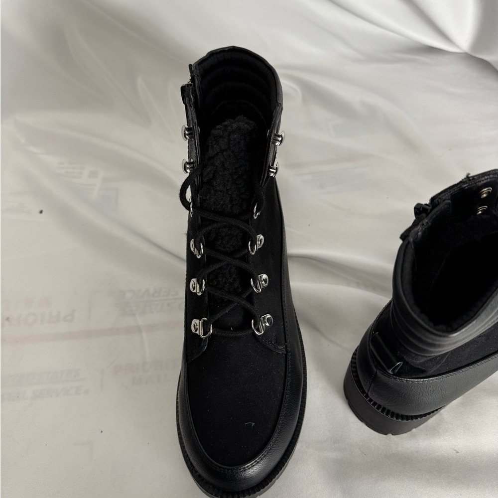 Style & Co Black Combat Moto Boots with Sturdy Soles - Picture 5 of 5